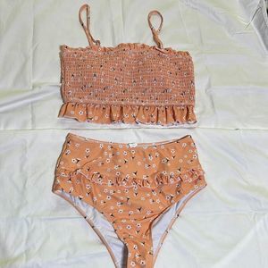 Women's 2 Piece Bandeau Bikini Swimsuit High Waist Strapless Bathing Sui…